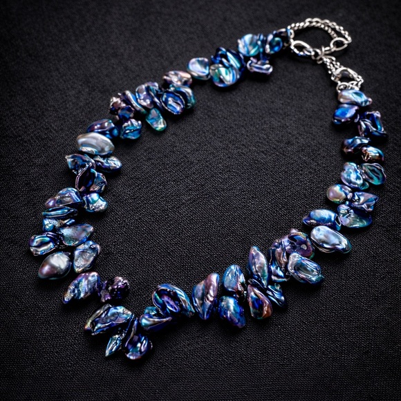 Midnight Iridescent Baroque Pearl Necklace